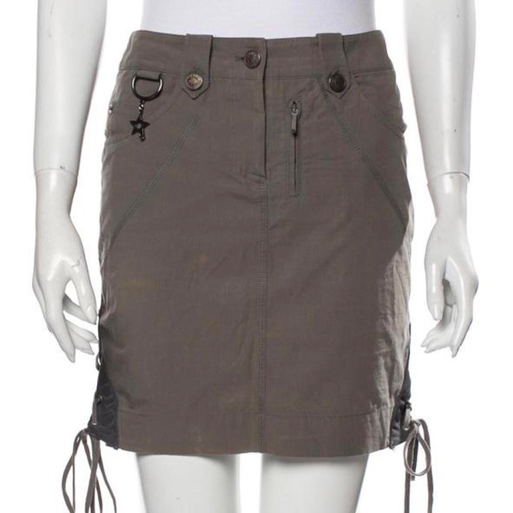 Vintage Grey Christian Dior by John Galliano lace up mini skirt ss2004